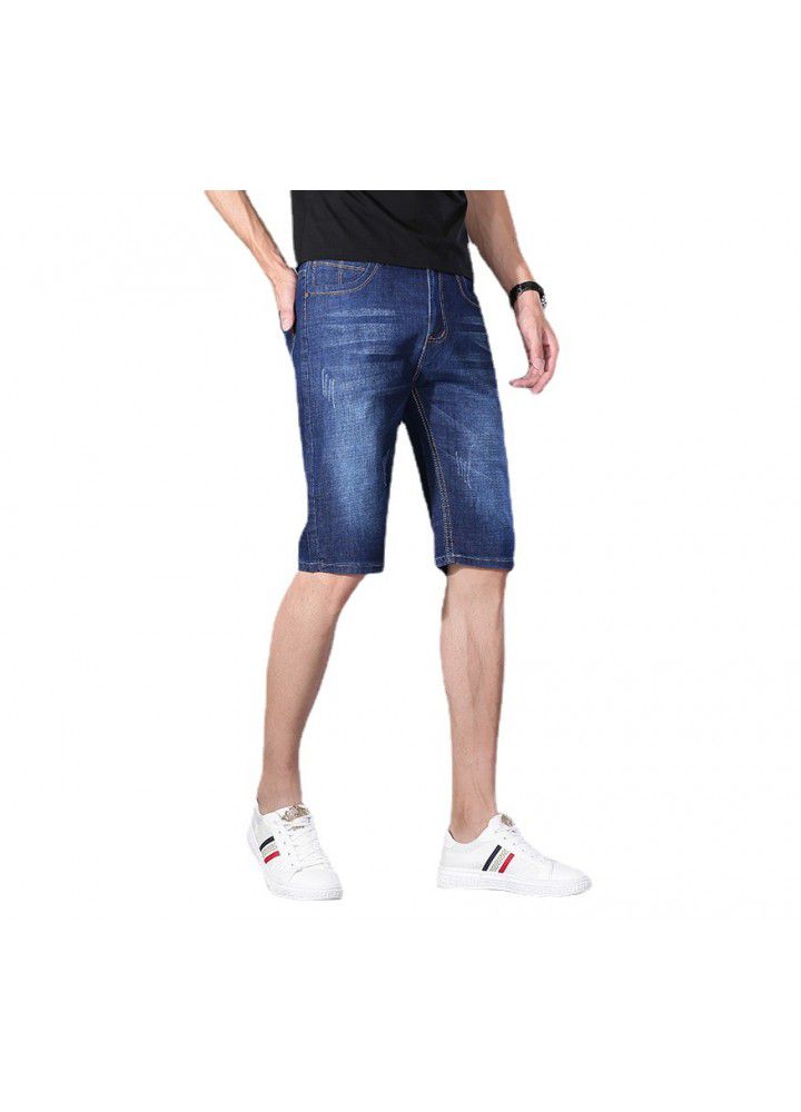 Men's Denim Shorts summer new thin 5-point Chinese pants Korean foreign trade leisure youth Wash Straight pants