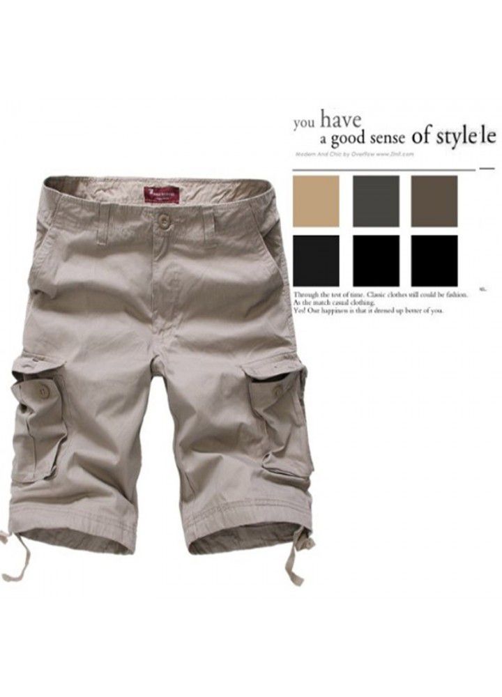 Fast selling eBay sells pure cotton washed Multi Pocket large pants men's overalls Capris European pants