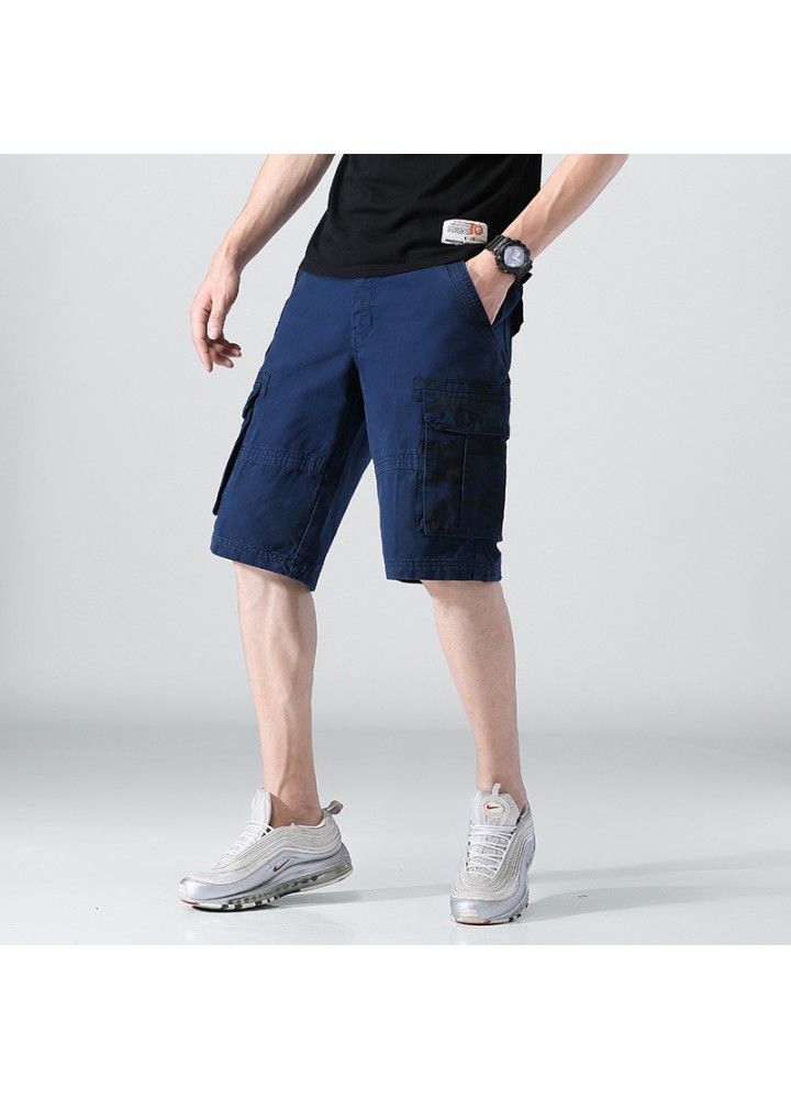 Camouflage casual pants men's summer new straight cotton shorts fashion loose tooling pants men's fashion cross border