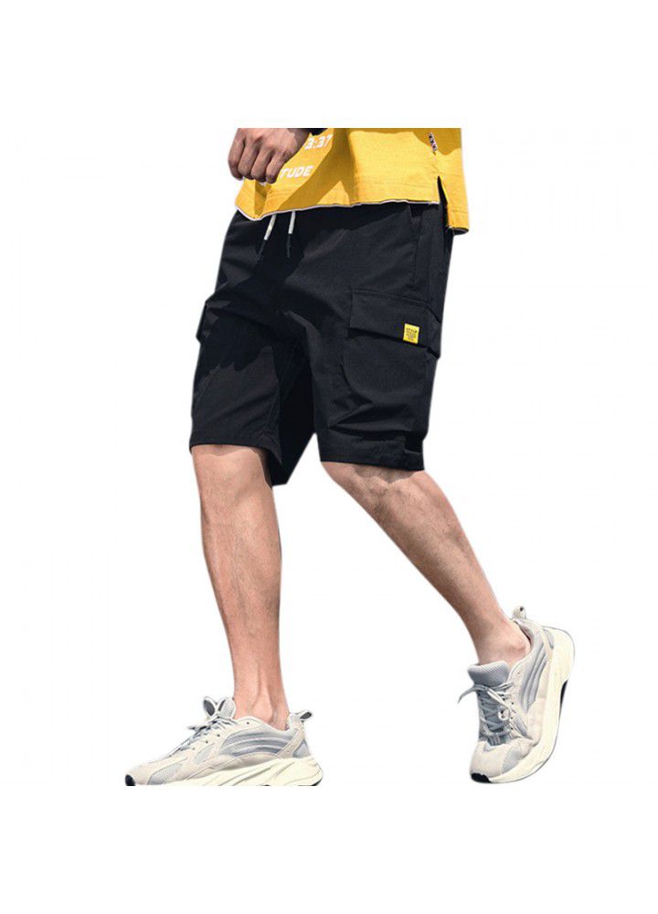 Summer solid color casual pants men's Korean youth fashion pants men's beach pants fashion