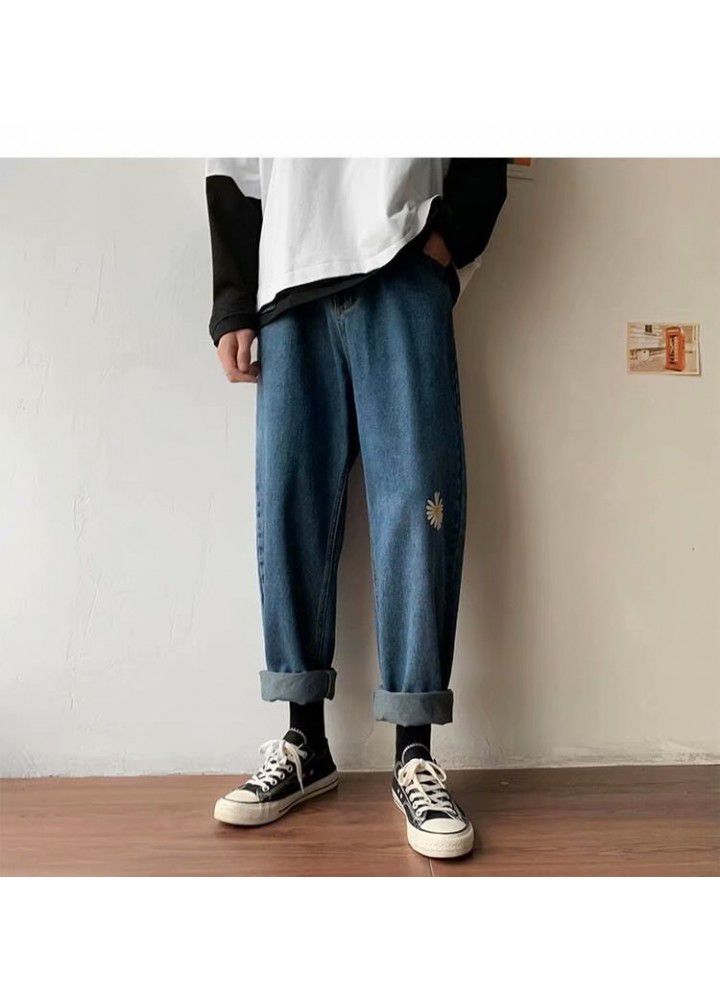 Jeans men's spring men's pants fashion brand loose casual wide leg pants Capri Pants Korean fashion straight pants