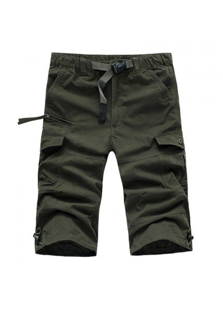 2021 new summer lightweight tooling military Capris sports beach pants Multi Pocket Capris European pants