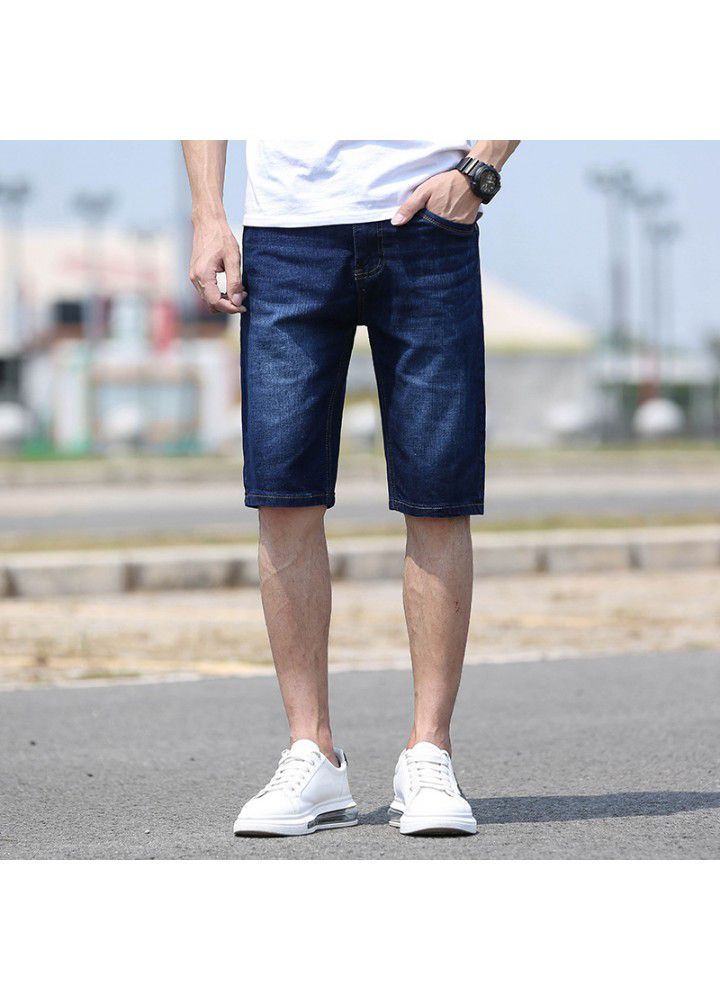 Summer cool denim shorts men's thin cotton Korean spot foreign trade medium waist men's large jeans
