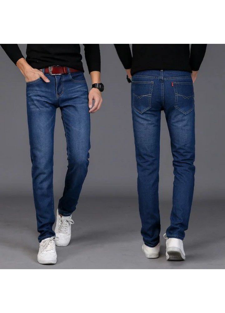 Men's jeans spring and autumn 2021 New Youth fat man large elastic straight loose casual foreign trade trousers