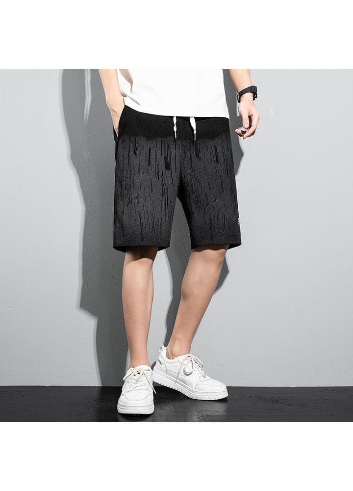 2021 summer Capri casual pants Korean ins fashion brand loose tie dyed elastic short pants men's beach pants fashion