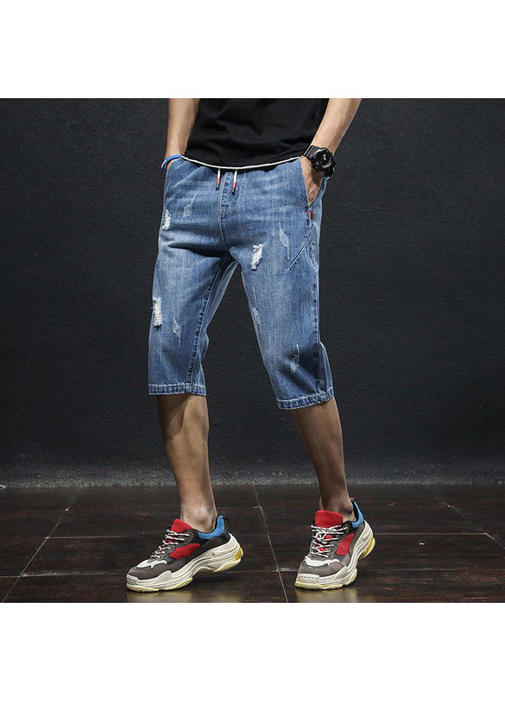 Men's jeans summer new thin 5 / 7 shorts Korean leisure youth trend straight shorts