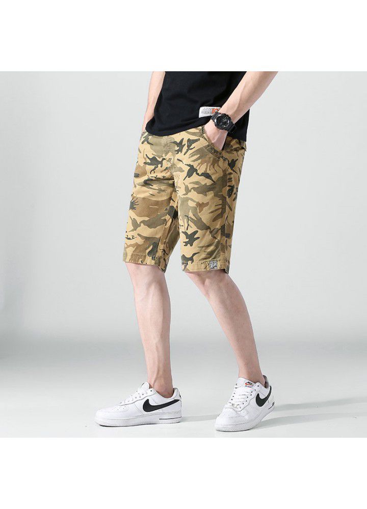 Camouflage casual pants men's summer new straight cotton shorts fashion loose tooling pants men's fashion cross border