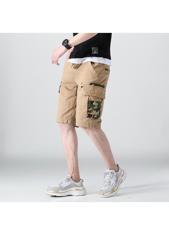 Camouflage casual pants men's summer new straight cotton shorts fashion loose tooling pants men's fashion cross border