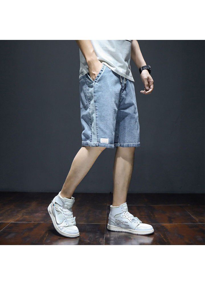 Denim shorts men's loose straight Korean fashion summer thin casual fashion men's five point summer pants