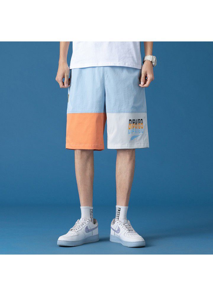 2021 tooling shorts men's sports pants Korean street summer casual pants loose straight pants trend