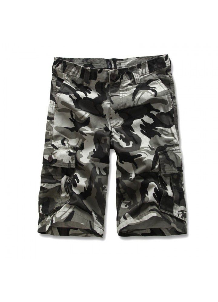 Amazon's best selling cotton overalls camouflage pants Multi Pocket Capris straight loose beach breeches