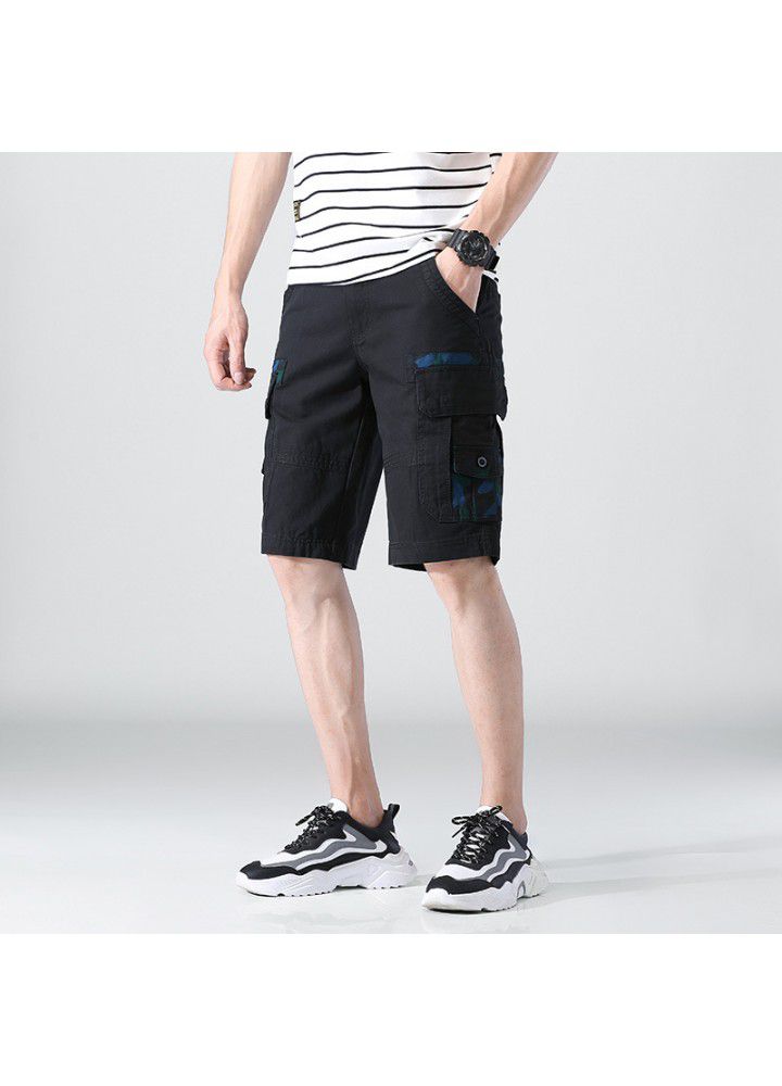 Camouflage casual pants men's summer new straight cotton shorts fashion loose tooling pants men's fashion cross border