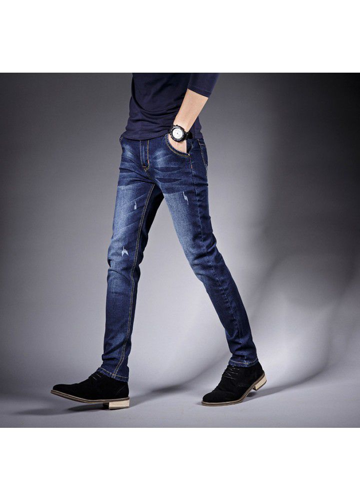 2021 spring jeans men's thin slim Leggings foreign trade youth leisure straight pants Korean washing