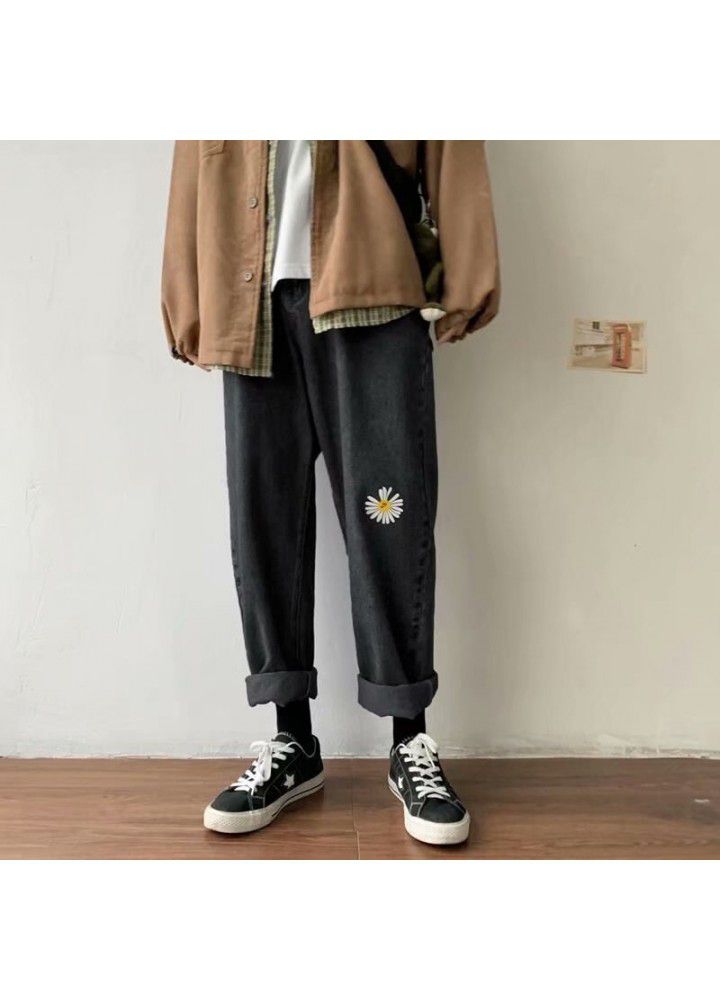 Jeans men's spring men's pants fashion brand loose casual wide leg pants Capri Pants Korean fashion straight pants