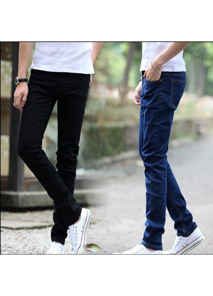 Wholesale new men's jeans 2021 spring and summer slim legged men's pants fashion Korean pants