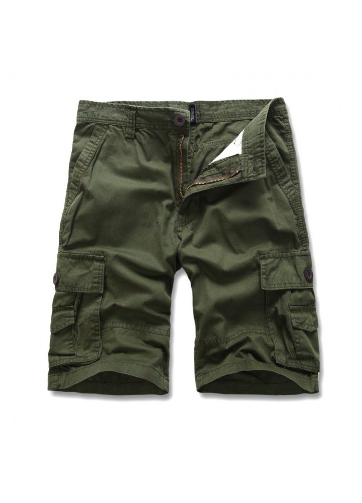 Europe and the United States sell cotton washed Multi Pocket tooling pants men's large size pants outdoor Capris men's pants