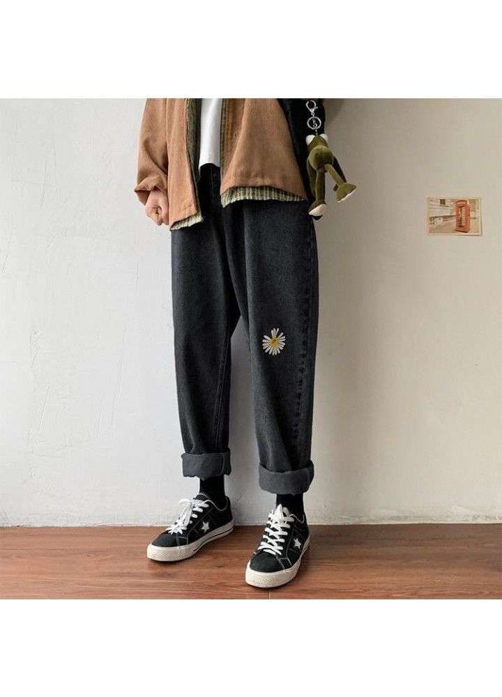 Wide leg straight tube loose Daisy jeans men's spring Hong Kong Style Korean style long pants