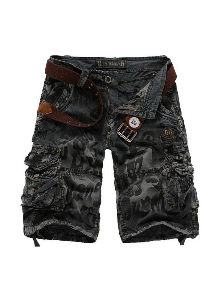 Summer new style overalls camouflage pants outdoor loose overalls men's mid length pants