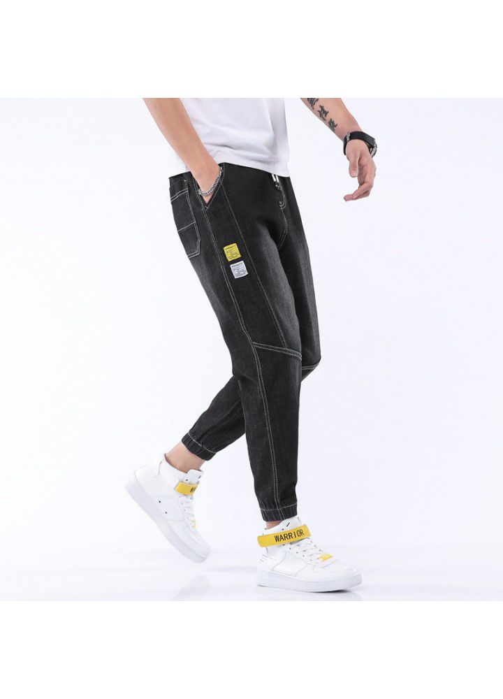 20 new jeans men's spring and autumn new fashion brand men's pants loose legged casual pants men's harem Capris