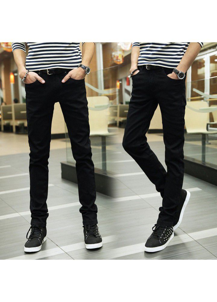 Wholesale new men's jeans 2021 spring and summer slim legged men's pants fashion Korean pants