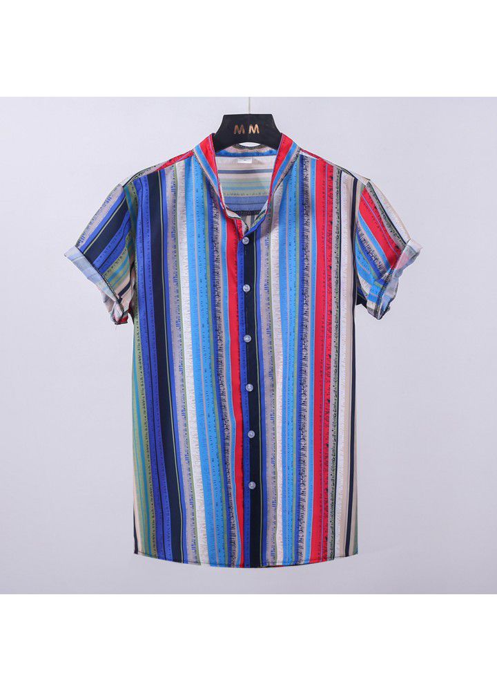 Men's short sleeve shirt in Europe and America in summer 2019 casual digital printing T-shirt short sleeve shirt