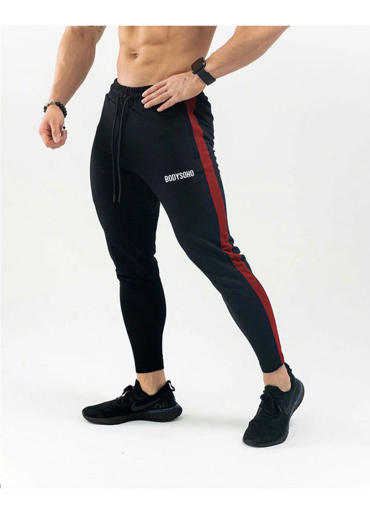 Muscle brothers Europe and America autumn and winter new color matching Trend Sports Fitness pants men's running training pants customization