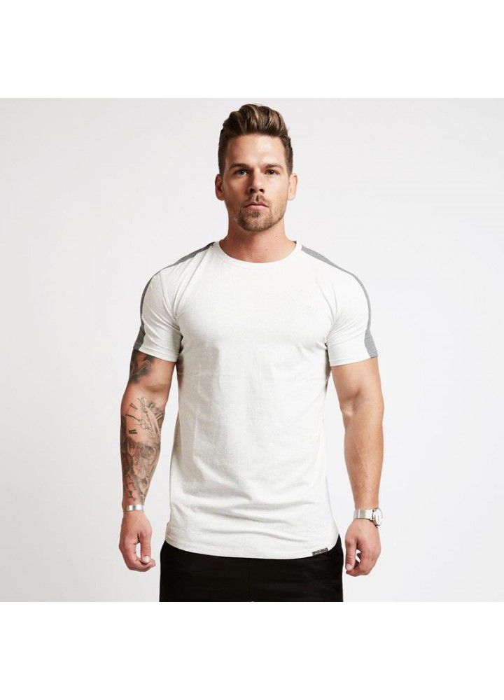 New muscle brothers sports men's T-shirt spring round neck cotton running fitness training non standard T-shirt short sleeve