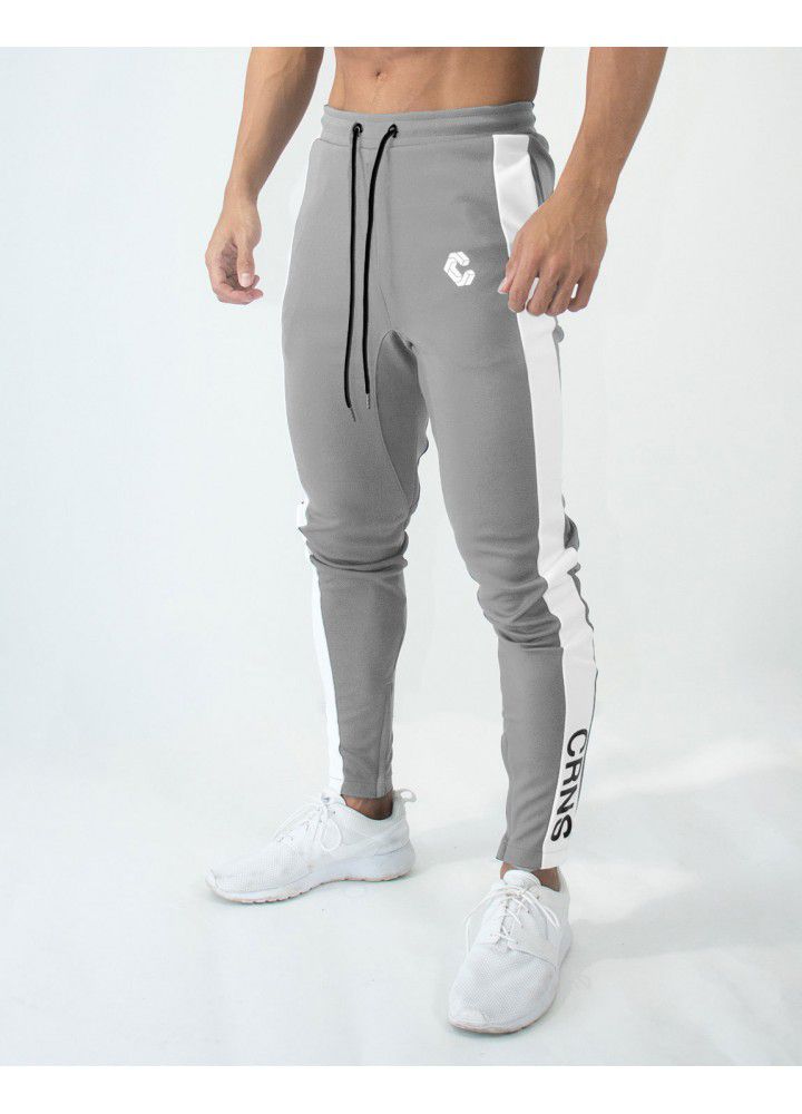 Muscle fitness men's sports pants spring and summer new zipper pants sports running Leggings manufacturer direct sales