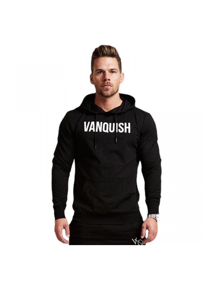 Cross border supply muscle brothers fitness men's sports suit autumn winter hooded Pullover Sweater casual leg pants