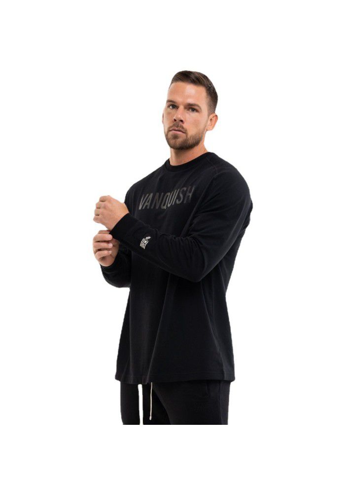 New muscle brothers sports men's long sleeve T-shirt loose size round step fitness top