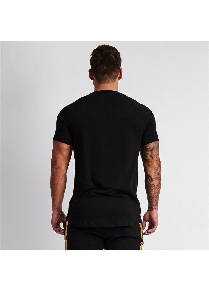 Muscle fitness brothers 2021 new sports raglan sleeve men's T-shirt round neck running gym short