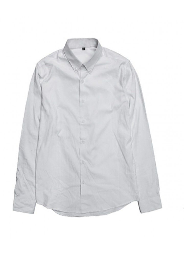 C2218 New Retro High sense men's long sleeve Lapel business professional youth white shirt formal wholesale