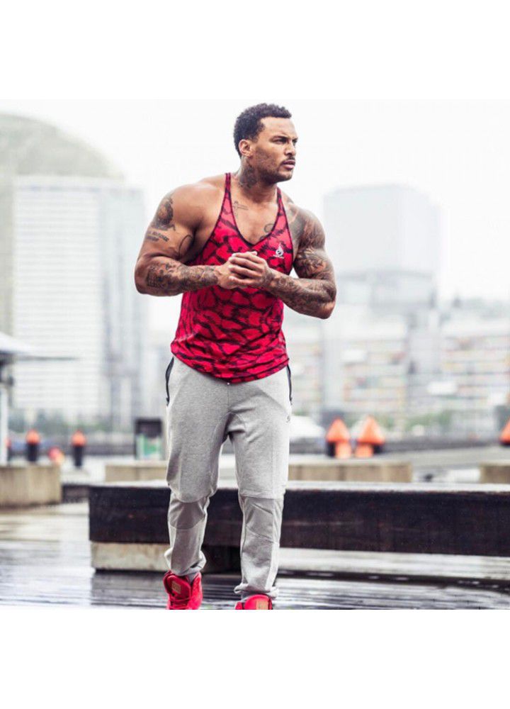 Cross border special for muscle fitness brothers men's striped breathable sweat absorbing basketball vest leisure sports running