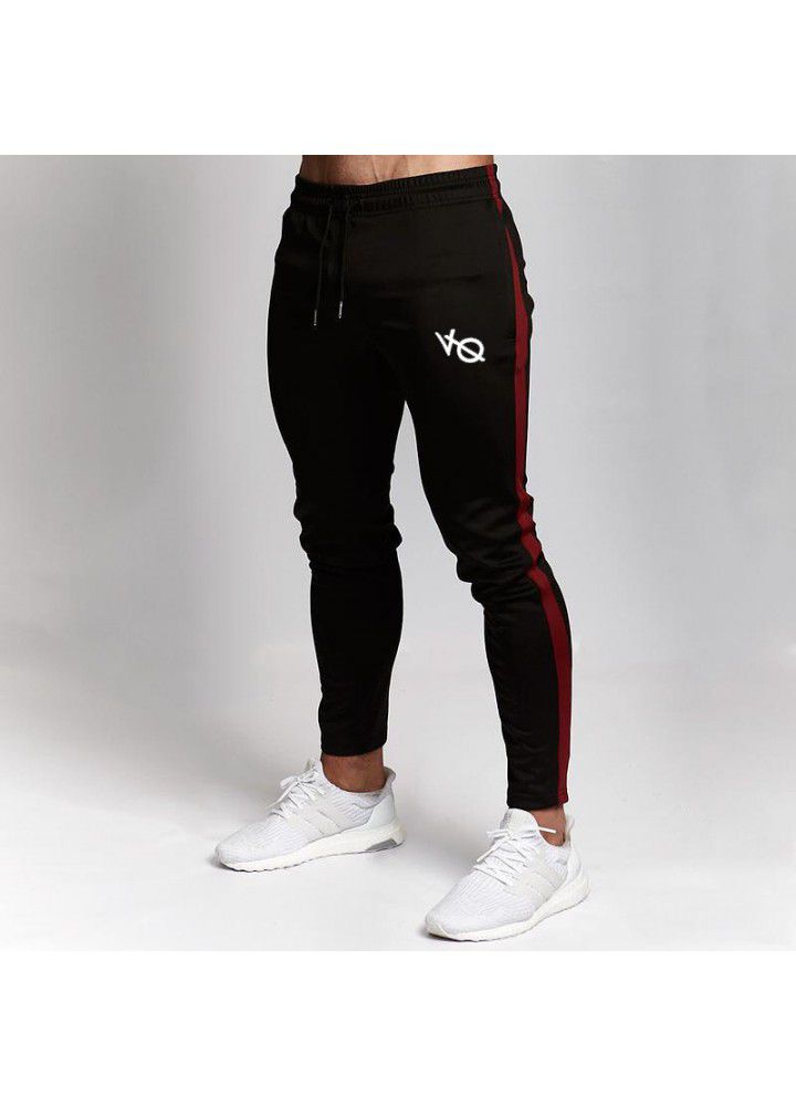 New spring and autumn muscle fitness men's side zipper pocket tights brothers sports running fitness leisure pants