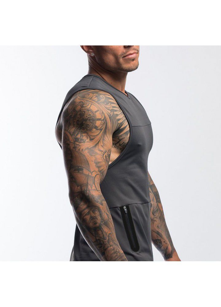 Muscle brothers spring and summer new European and American sports waistcoat men's quick drying fitness waistcoat manufacturer direct sales