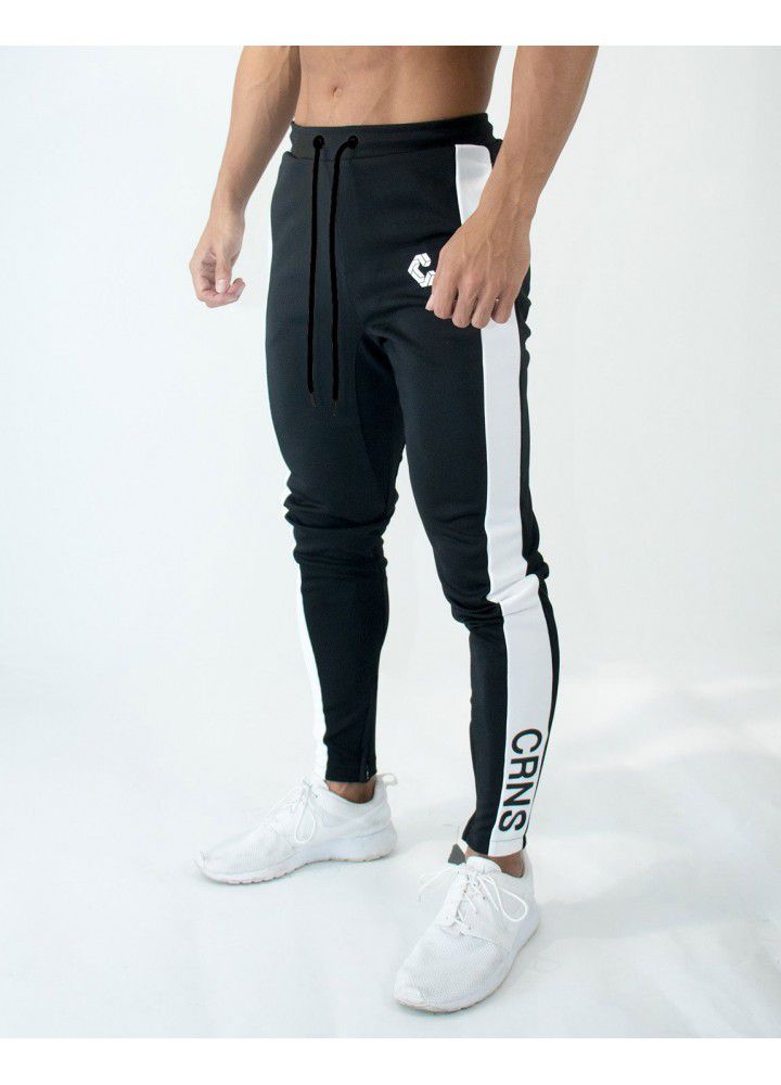 Muscle fitness men's sports pants spring and summer new zipper pants sports running Leggings manufacturer direct sales