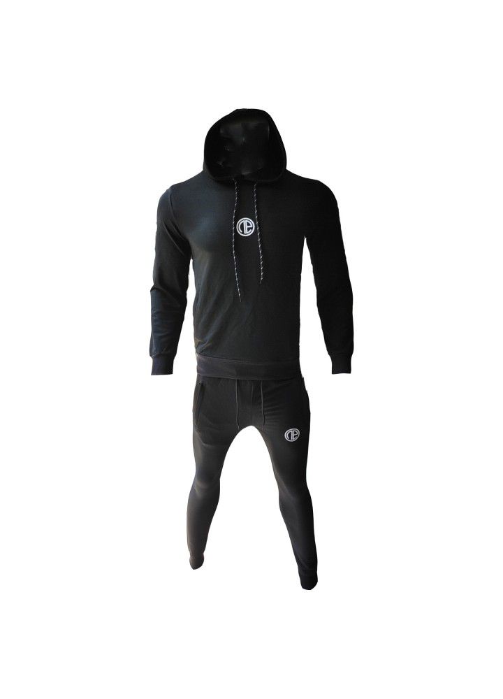 2021 new muscle brothers sports suit men's autumn fitness suit hooded leisure two piece set factory direct sales