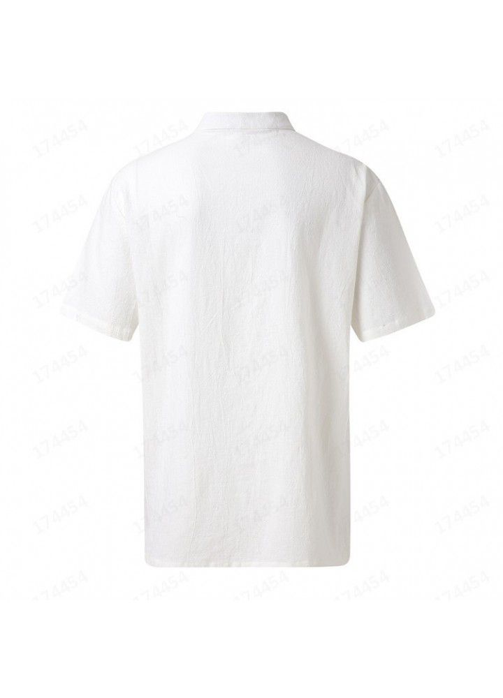 Summer thin short sleeve shirt men's loose half sleeve Amazon small fresh casual green short sleeve shirt c109