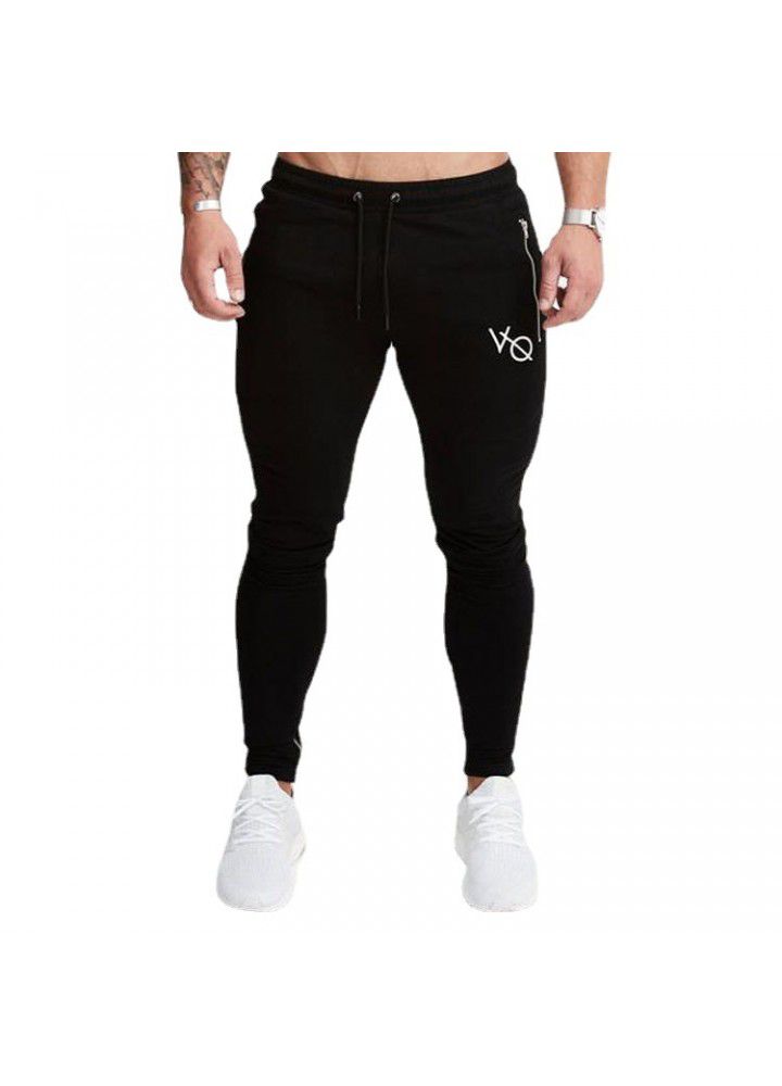 Cross border muscle brothers fitness Leggings sports casual modal pants men's slim zipper Leggings