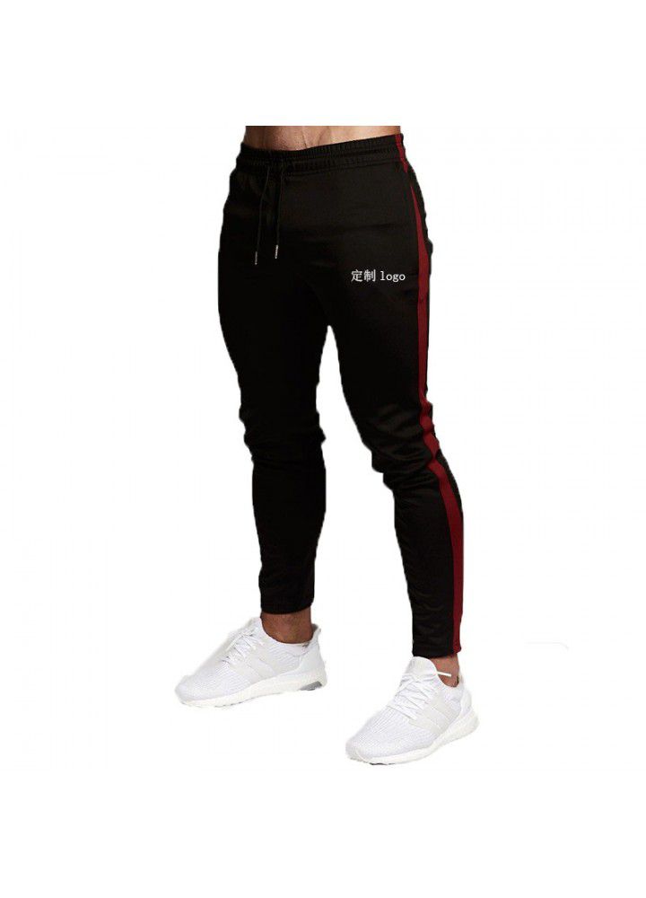 New spring and autumn muscle fitness men's side zipper pocket tights brothers sports running fitness leisure pants