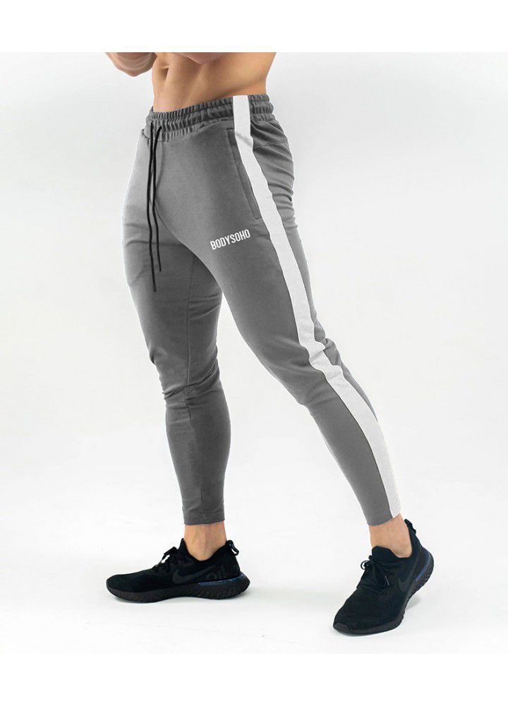 Muscle brothers Europe and America autumn and winter new color matching Trend Sports Fitness pants men's running training pants customization
