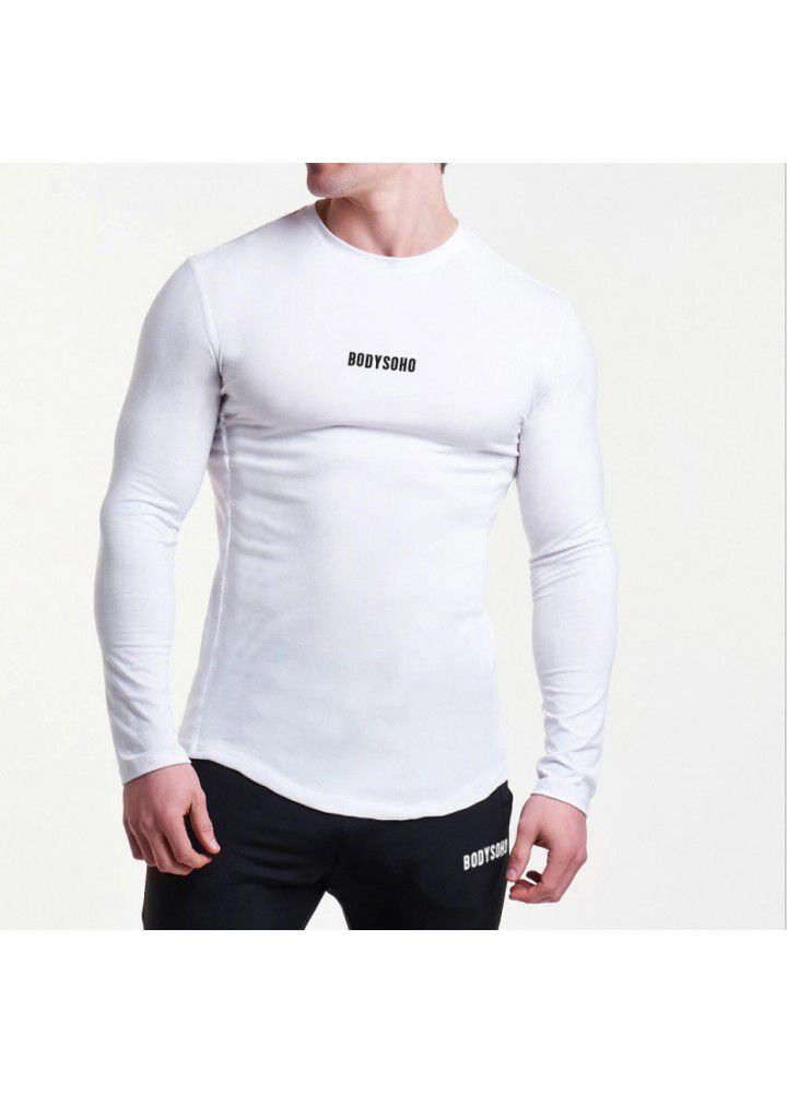 Cross border new European and American brothers quick drying long sleeve t-shirt men's tight training sports fitness suit men's customization