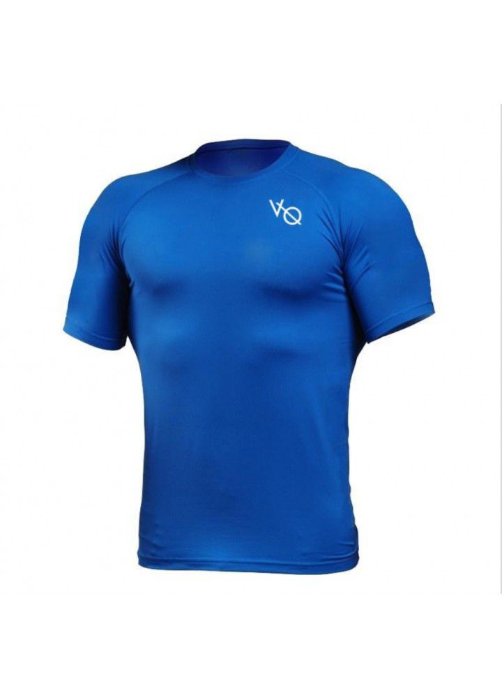 Muscle fitness brothers summer new men's T-shirt tight sweat fast dry sports running round neck short sleeve men's T-shirt