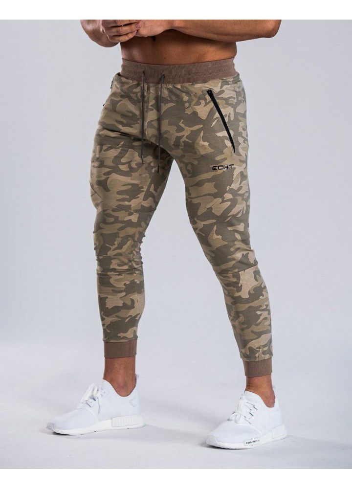Foreign trade cross border new fitness pants outdoor running fitness training men's camouflage tights slim Capris