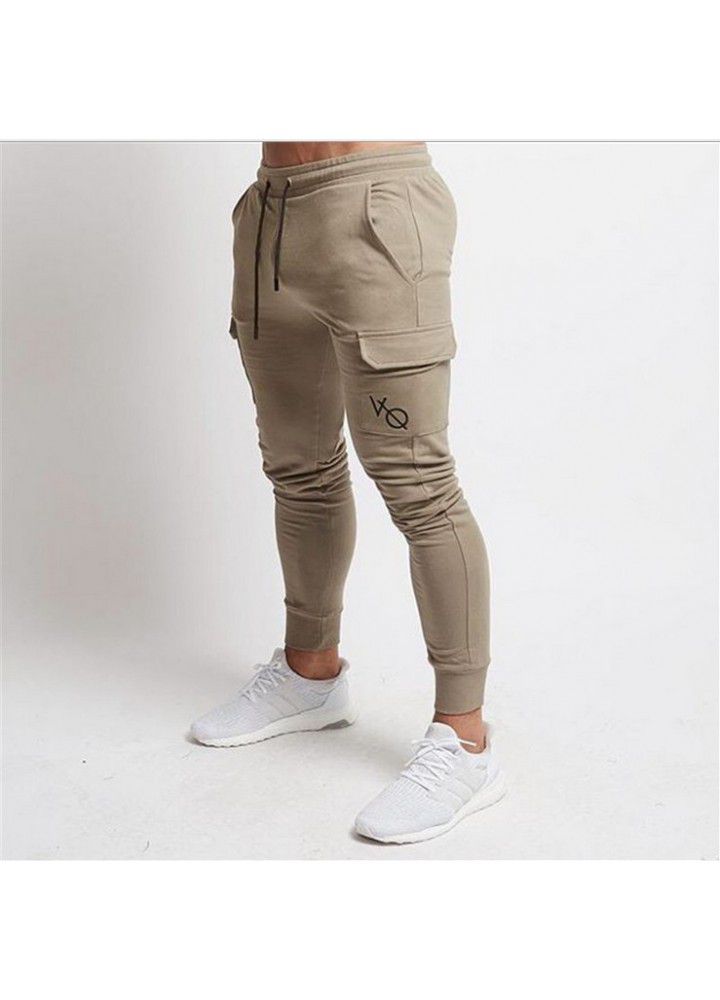 New muscle fitness brother spring and autumn pocket men's sports leisure exercise slim European and American pants