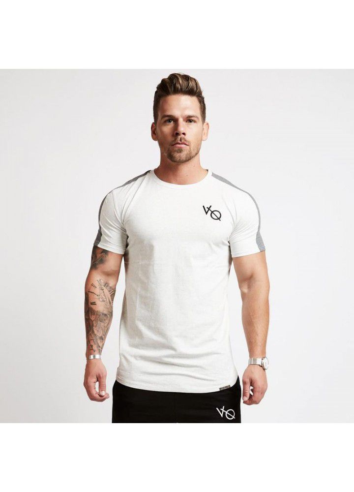 New muscle brothers sports men's T-shirt spring round neck cotton running fitness training non standard T-shirt short sleeve