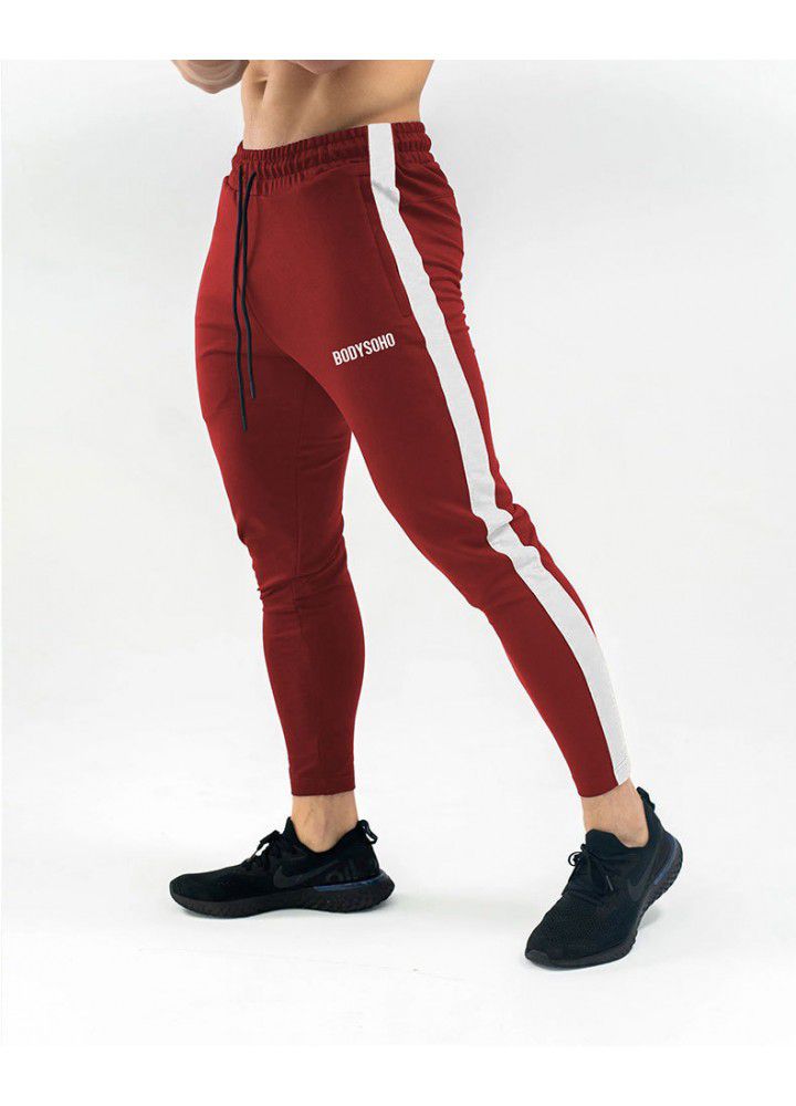 Muscle brothers Europe and America autumn and winter new color matching Trend Sports Fitness pants men's running training pants customization