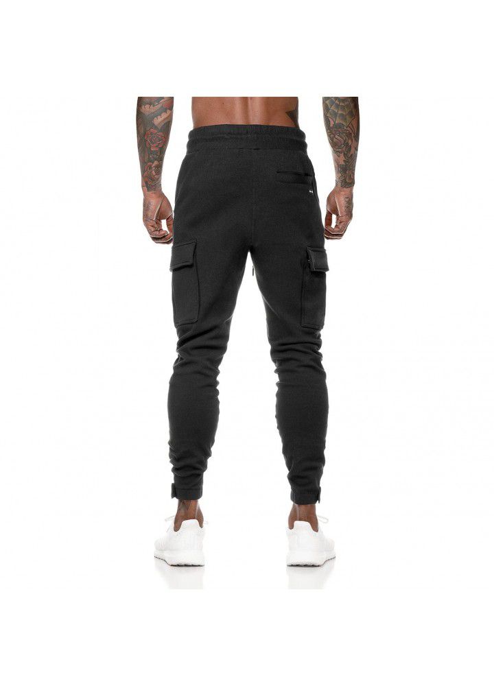 Cross border European and American muscle fitness brothers autumn and winter sports pants men's slim fitness pants running training pants