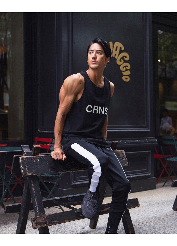 Muscle fitness men's sports pants spring and summer new zipper pants sports running Leggings manufacturer direct sales
