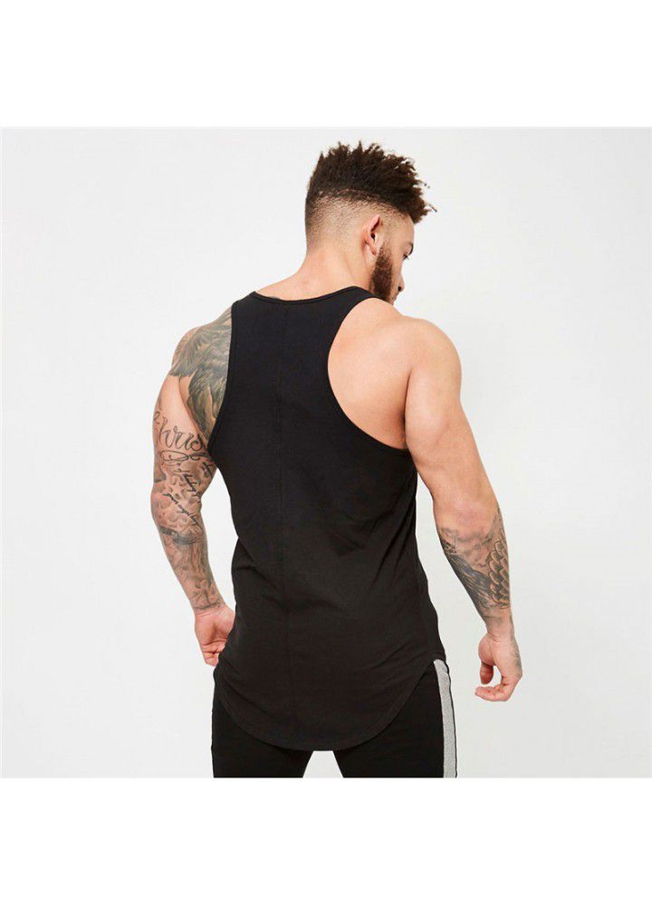 New muscle brother VQ sports running sling vest men's fitness sleeveless solid color base coat solid color